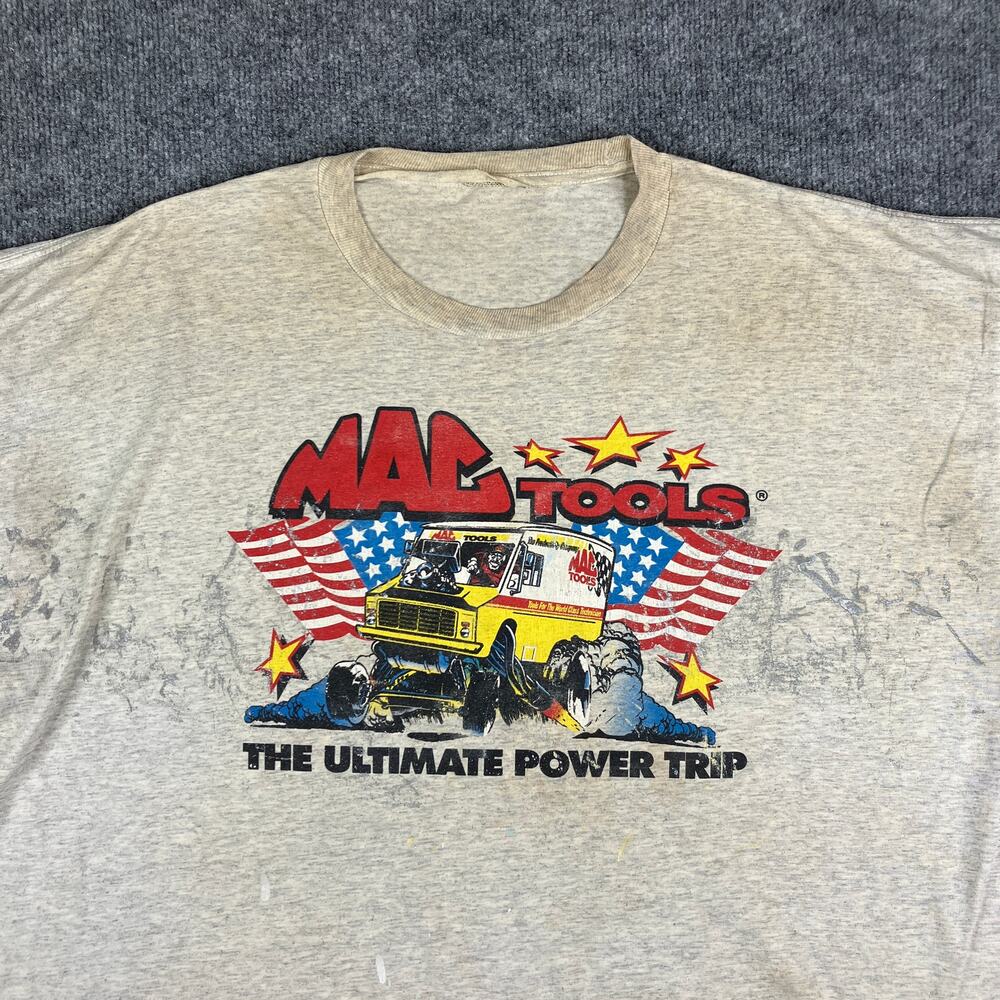 Mac Tools T-Shirt‎ Mens 3XL Gray Graphic Monster Truck USA Flag Ultimate Power